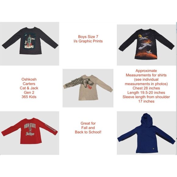 Mix Other - EUC Boys Size 7 Bundle Lot of 5 Long Sleeve L/S graphic T-shirts Back to school